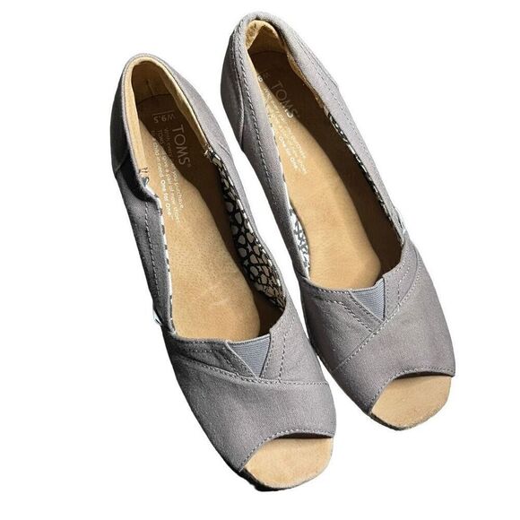 Tom’s Espadrille Peep Toe Wedge Heels Women’s 9.5 - Picture 2 of 9